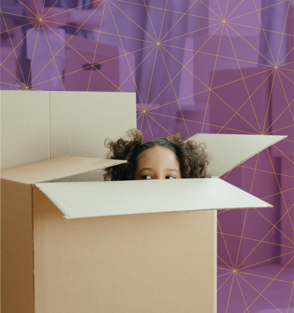 Girl in moving box